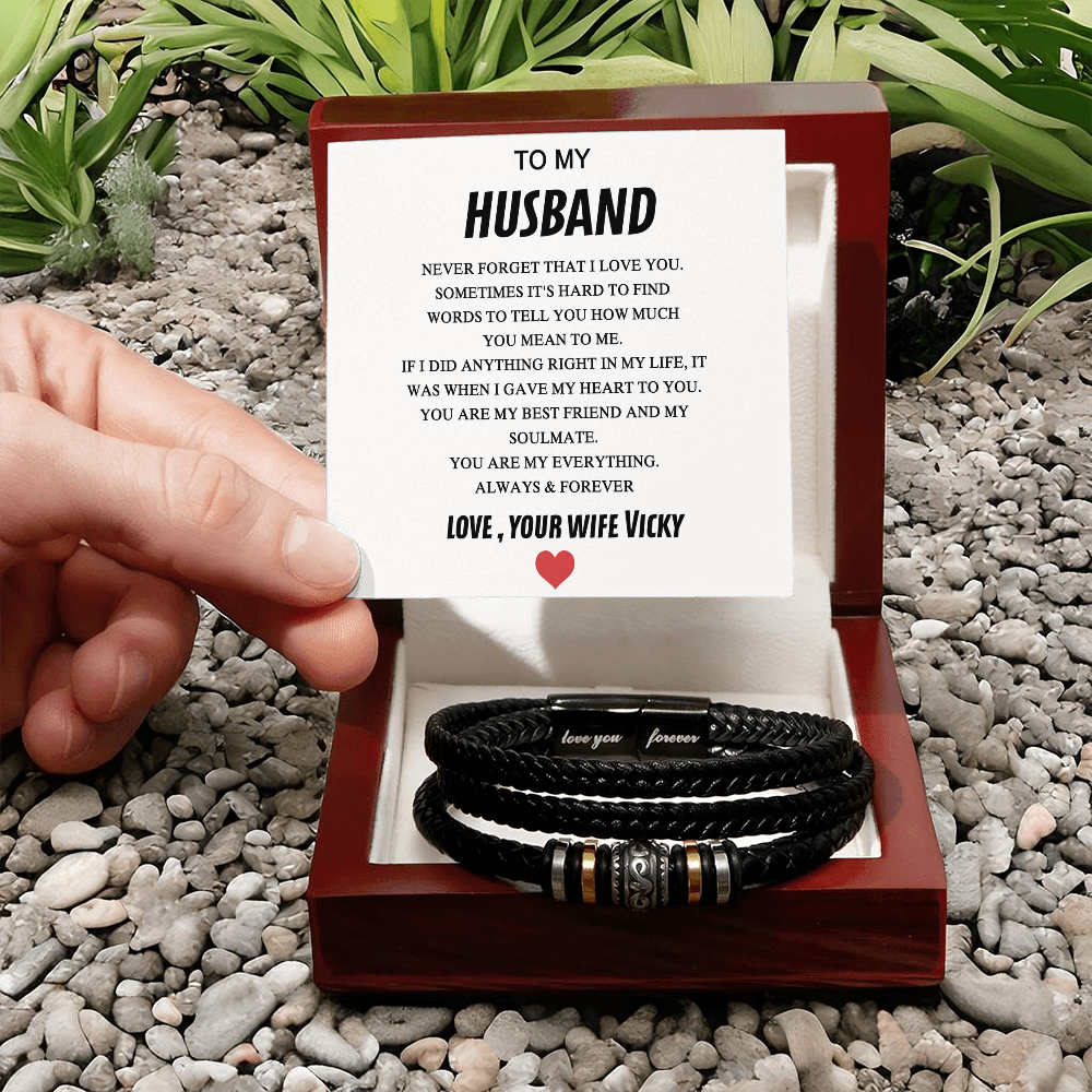 To My Husband Bracelet From Wife, Jewelry Gift For Him Men On Wedding Christmas