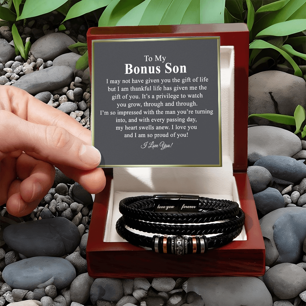 To My Bonus Son Love You Forever Bracelet, Jewelry Gift Son From Dad Bracelets