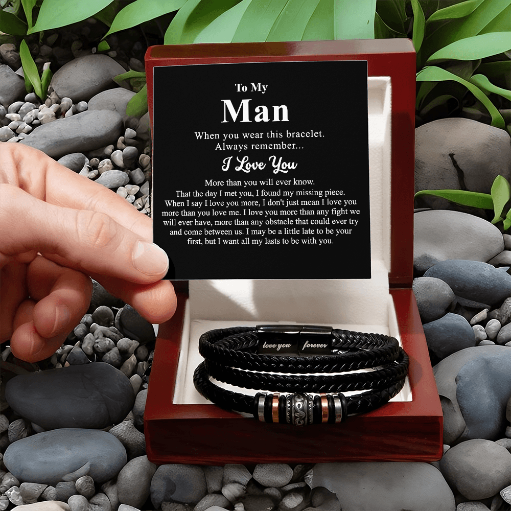 To My Man Bracelet Gift For Him, Man And Women Jewelry Gift For Men Christmas