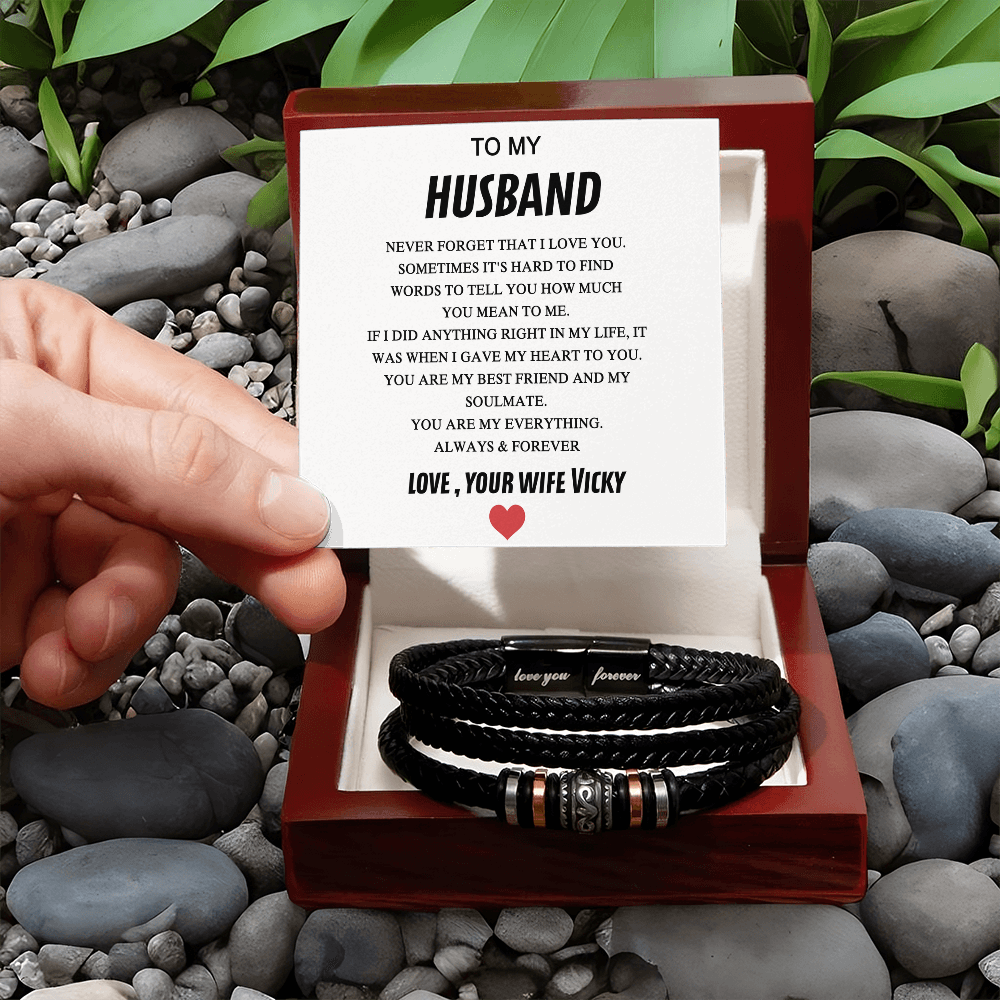 To My Husband Bracelet From Wife, Jewelry Gift For Him Men On Wedding Christmas