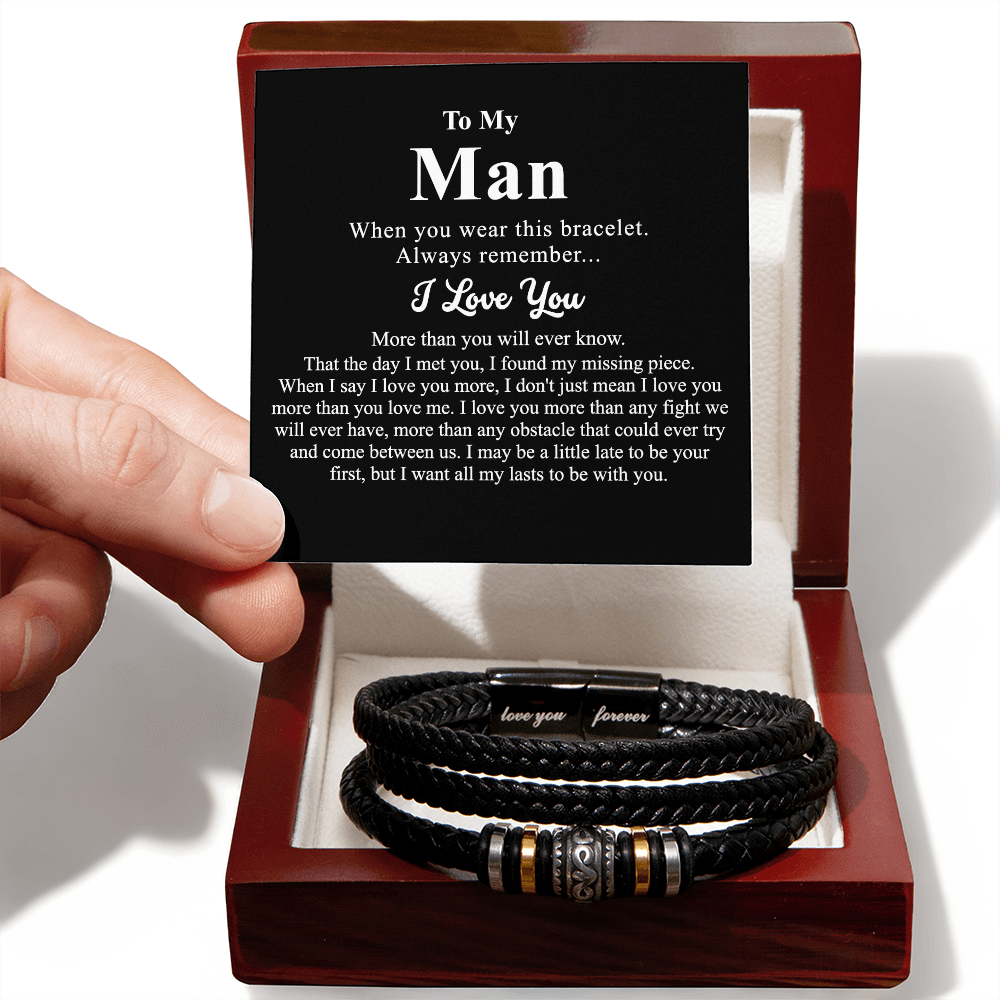 To My Man Bracelet Gift For Him, Man And Women Jewelry Gift For Men Christmas