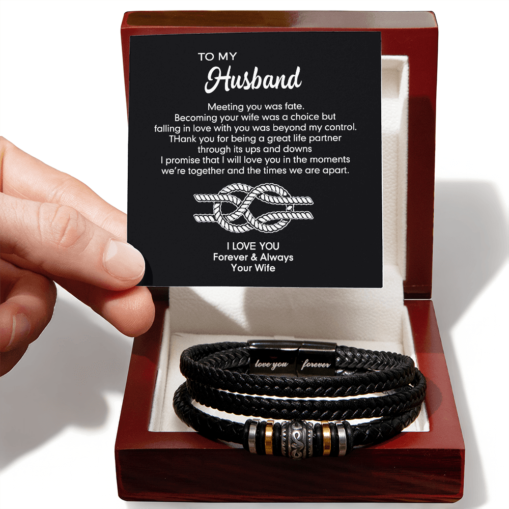 To My Husband Bracelet From Wife, Inspirational Bracelets With Message Card In Box Gift For Him, Wristband Husband And Wife Jewelry For Birthday, Christmas, Graduation Love You Forever Bracelets