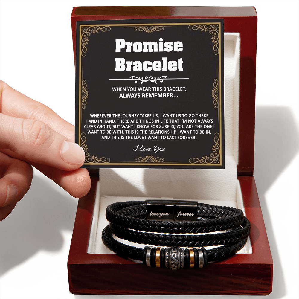 Promise Bracelet With Box From Girlfriend, Girls Jewelry Gift For Mens, I Love You Forever Bracelets Gifts For Him, Promise Bracelets Gift Card In My Massage Braided Leather Gift On Anniversary