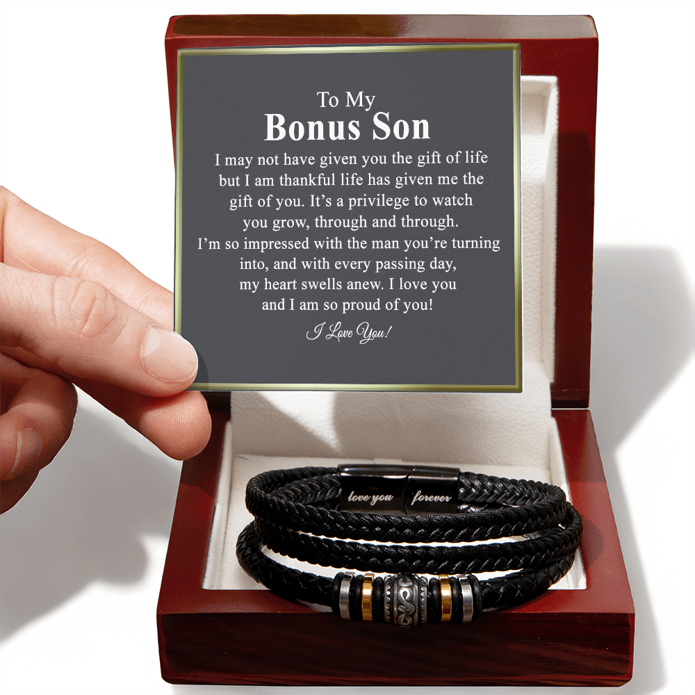 To My Bonus Son Love You Forever Bracelet, Jewelry Gift Son From Dad Bracelets