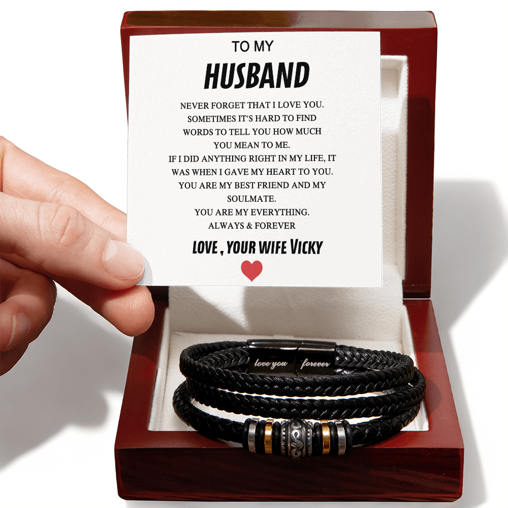 To My Husband Bracelet From Wife, Jewelry Gift For Him Men On Wedding Christmas