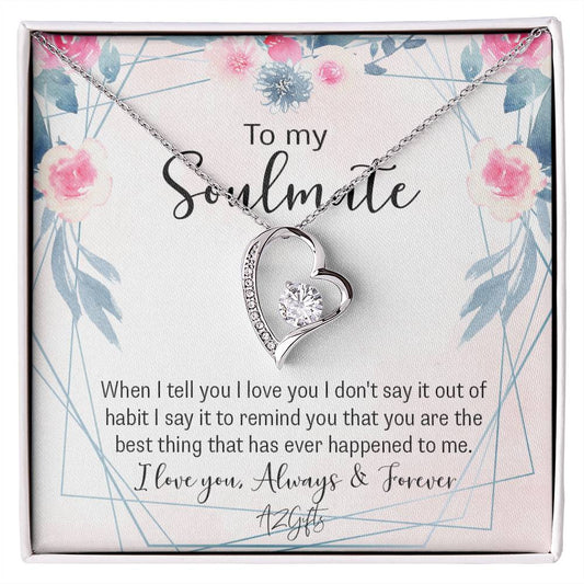 To My Soulmate Necklace for Women Birthday Christmas Jewelry Gifts For My Wife with Message Card Box Personalized Gift Present Pendant for Future Wife Soulmate Girlfriend Love Forever Love Necklace