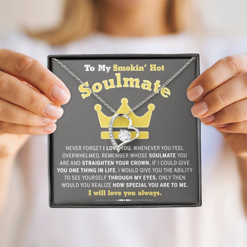 To My Smokin Hot Soulmate Necklace - Wife Gifts From Husband To My Wife Necklace, Gift for Her Romantic, Girlfriend Gifts Necklace for Wife from Men Includes Message Card and Gift Box 29 Forever Love Necklace
