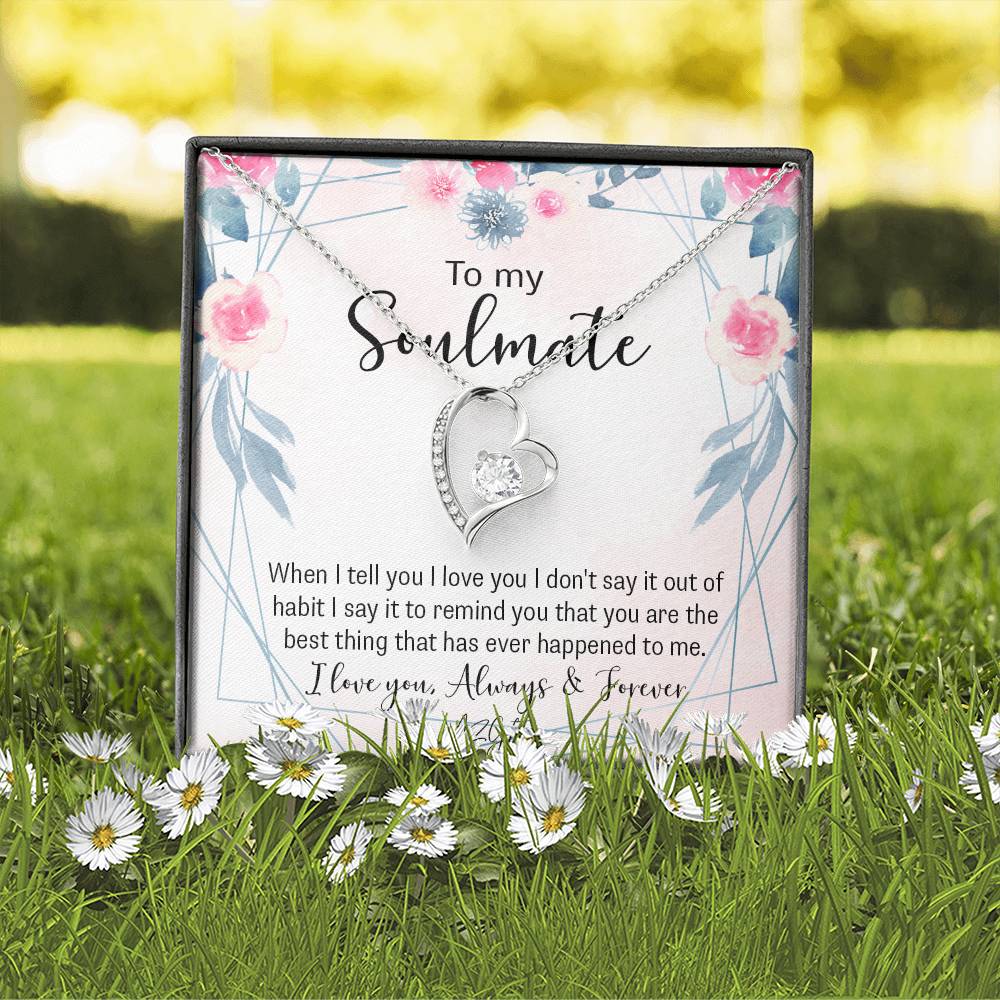 To My Soulmate Necklace for Women Birthday Christmas Jewelry Gifts For My Wife with Message Card Box Personalized Gift Present Pendant for Future Wife Soulmate Girlfriend Love Forever Love Necklace