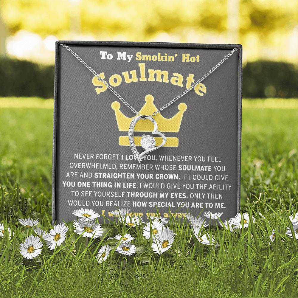 To My Smokin Hot Soulmate Necklace - Wife Gifts From Husband To My Wife Necklace, Gift for Her Romantic, Girlfriend Gifts Necklace for Wife from Men Includes Message Card and Gift Box 29 Forever Love Necklace