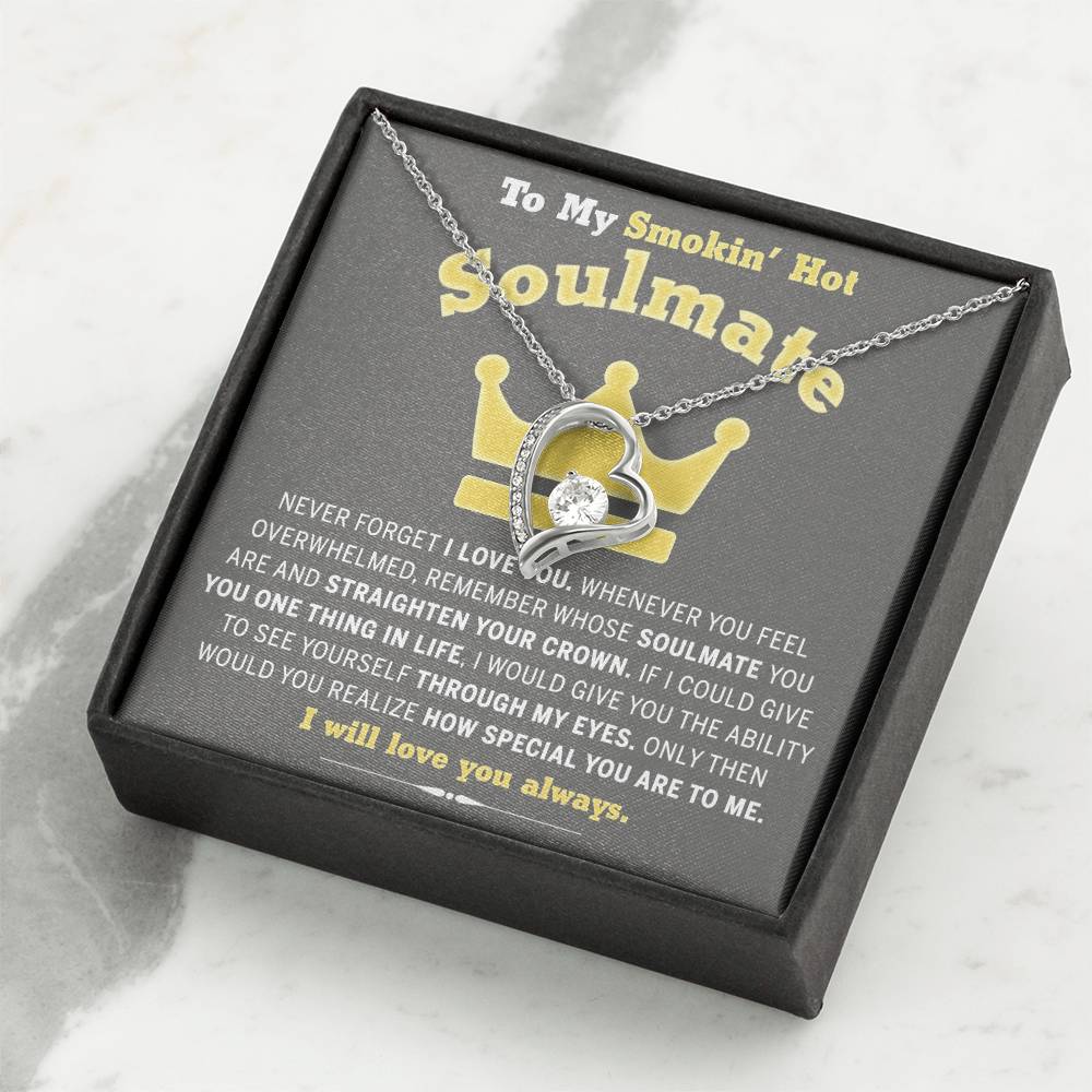 To My Smokin Hot Soulmate Necklace - Wife Gifts From Husband To My Wife Necklace, Gift for Her Romantic, Girlfriend Gifts Necklace for Wife from Men Includes Message Card and Gift Box 29 Forever Love Necklace