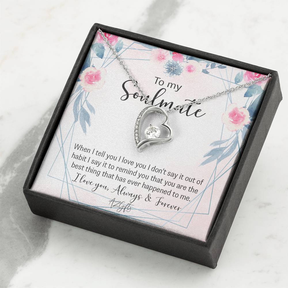To My Soulmate Necklace for Women Birthday Christmas Jewelry Gifts For My Wife with Message Card Box Personalized Gift Present Pendant for Future Wife Soulmate Girlfriend Love Forever Love Necklace