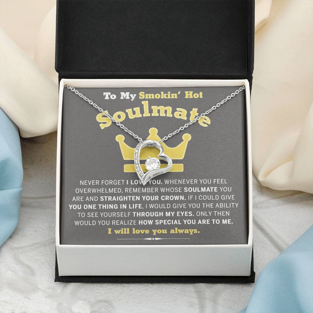 To My Smokin Hot Soulmate Necklace - Wife Gifts From Husband To My Wife Necklace, Gift for Her Romantic, Girlfriend Gifts Necklace for Wife from Men Includes Message Card and Gift Box 29 Forever Love Necklace