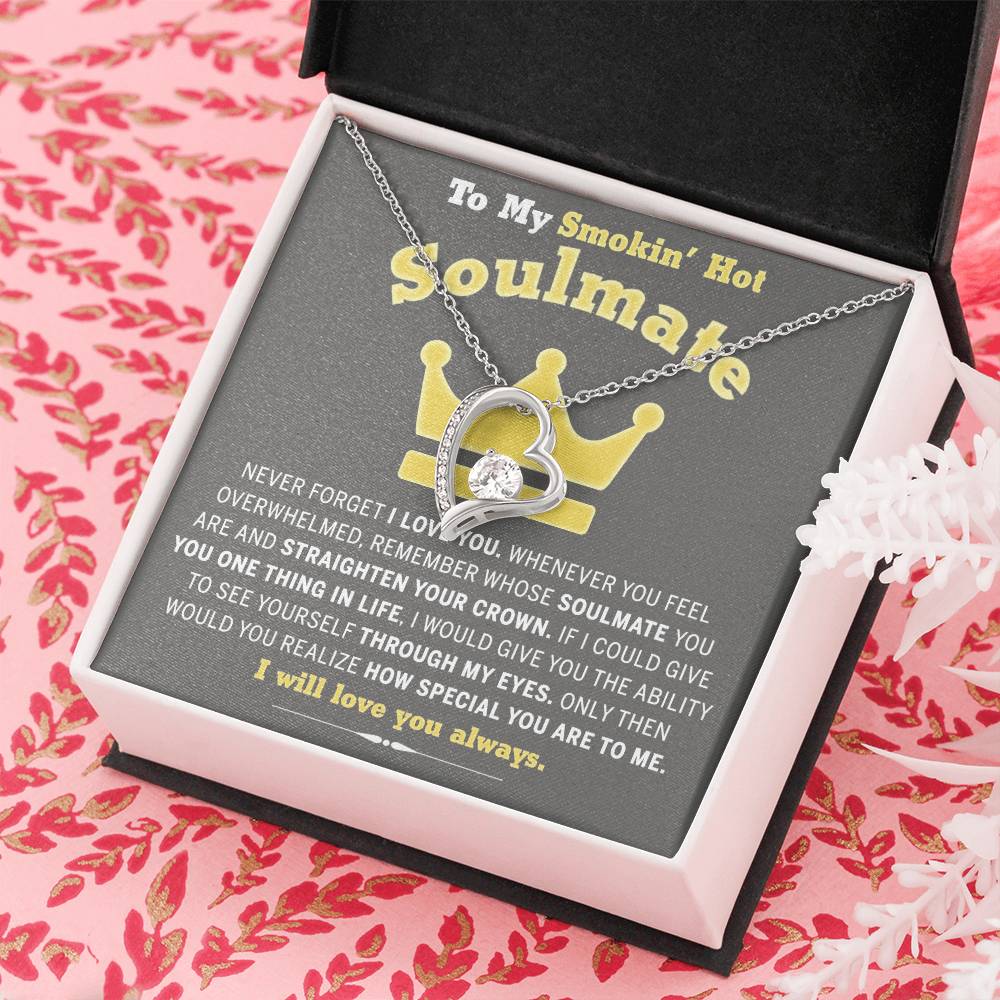 To My Smokin Hot Soulmate Necklace - Wife Gifts From Husband To My Wife Necklace, Gift for Her Romantic, Girlfriend Gifts Necklace for Wife from Men Includes Message Card and Gift Box 29 Forever Love Necklace