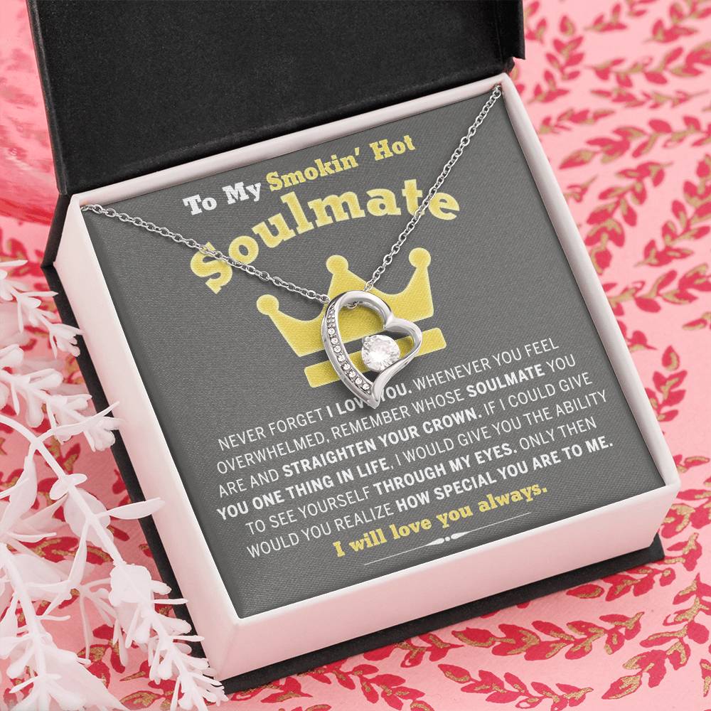 To My Smokin Hot Soulmate Necklace - Wife Gifts From Husband To My Wife Necklace, Gift for Her Romantic, Girlfriend Gifts Necklace for Wife from Men Includes Message Card and Gift Box 29 Forever Love Necklace