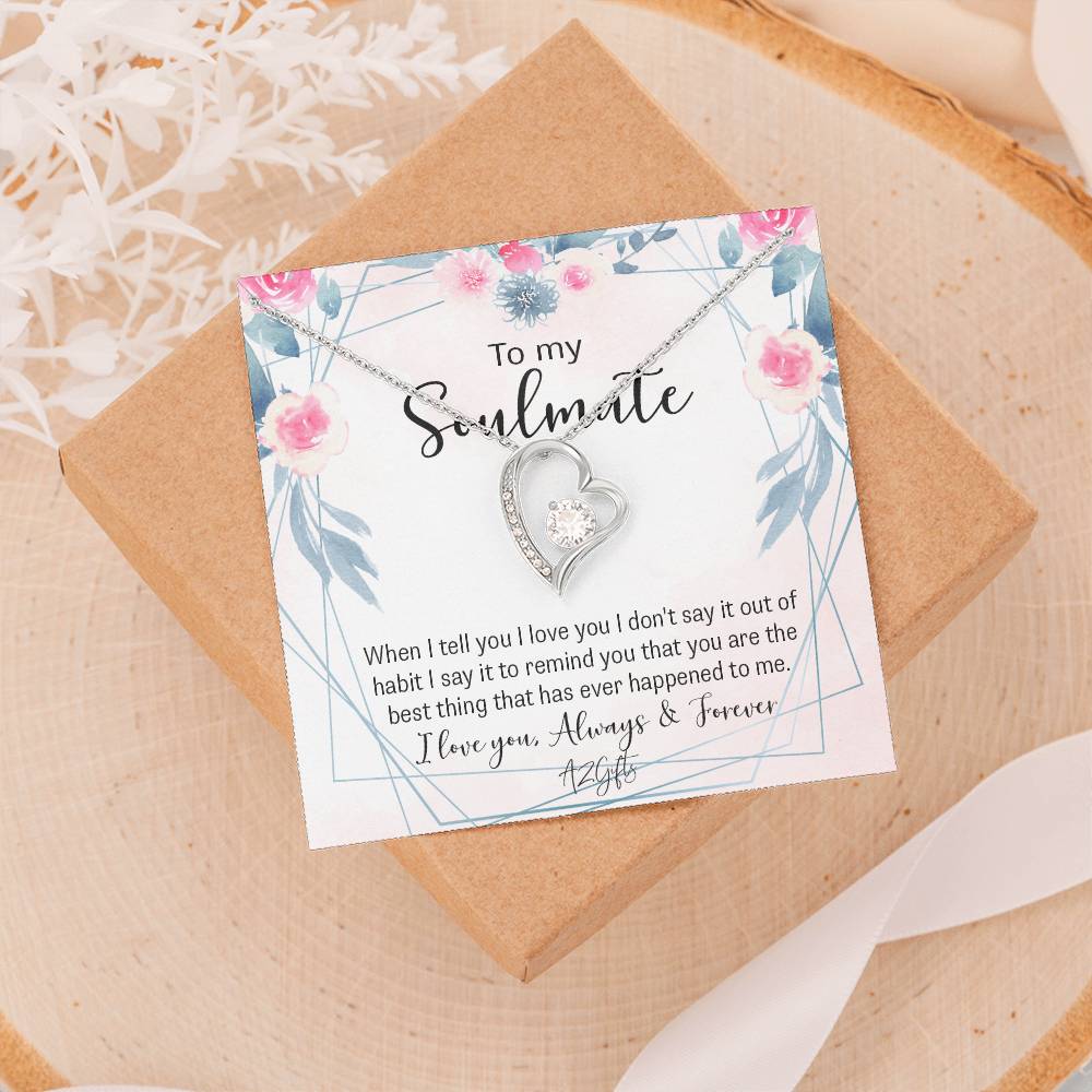 To My Soulmate Necklace for Women Birthday Christmas Jewelry Gifts For My Wife with Message Card Box Personalized Gift Present Pendant for Future Wife Soulmate Girlfriend Love Forever Love Necklace