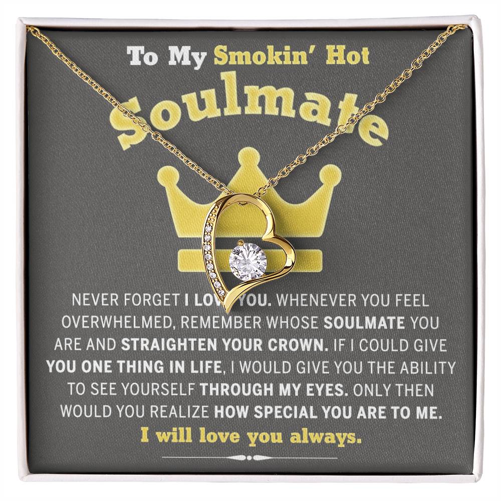 To My Smokin Hot Soulmate Necklace - Wife Gifts From Husband To My Wife Necklace, Gift for Her Romantic, Girlfriend Gifts Necklace for Wife from Men Includes Message Card and Gift Box 29 Forever Love Necklace