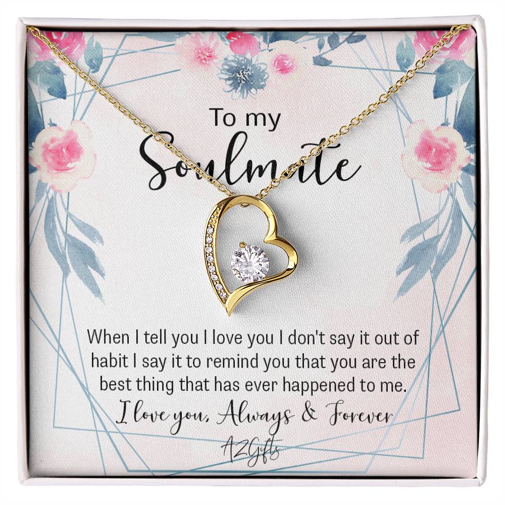 To My Soulmate Necklace for Women Birthday Christmas Jewelry Gifts For My Wife with Message Card Box Personalized Gift Present Pendant for Future Wife Soulmate Girlfriend Love Forever Love Necklace