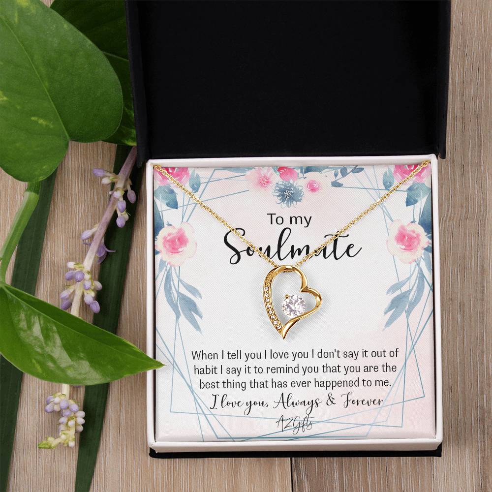 To My Soulmate Necklace for Women Birthday Christmas Jewelry Gifts For My Wife with Message Card Box Personalized Gift Present Pendant for Future Wife Soulmate Girlfriend Love Forever Love Necklace