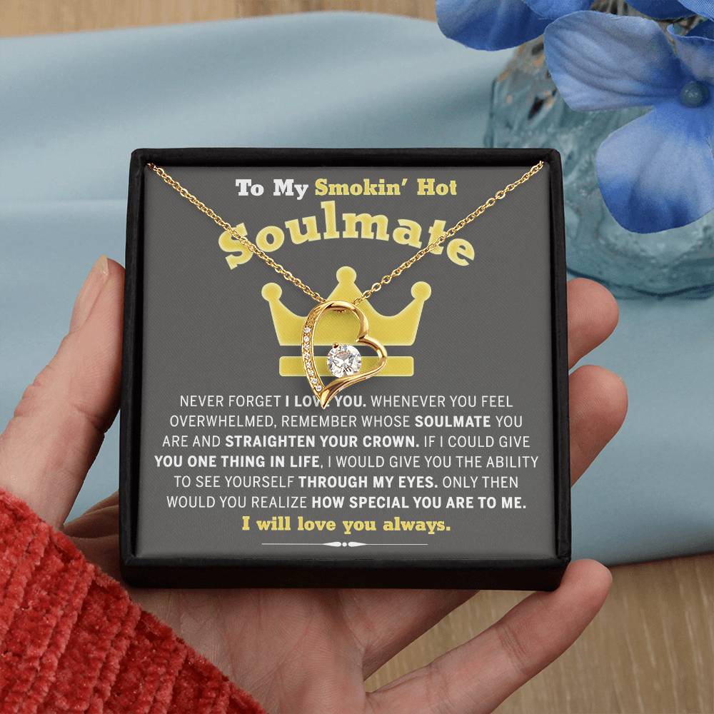 To My Smokin Hot Soulmate Necklace - Wife Gifts From Husband To My Wife Necklace, Gift for Her Romantic, Girlfriend Gifts Necklace for Wife from Men Includes Message Card and Gift Box 29 Forever Love Necklace