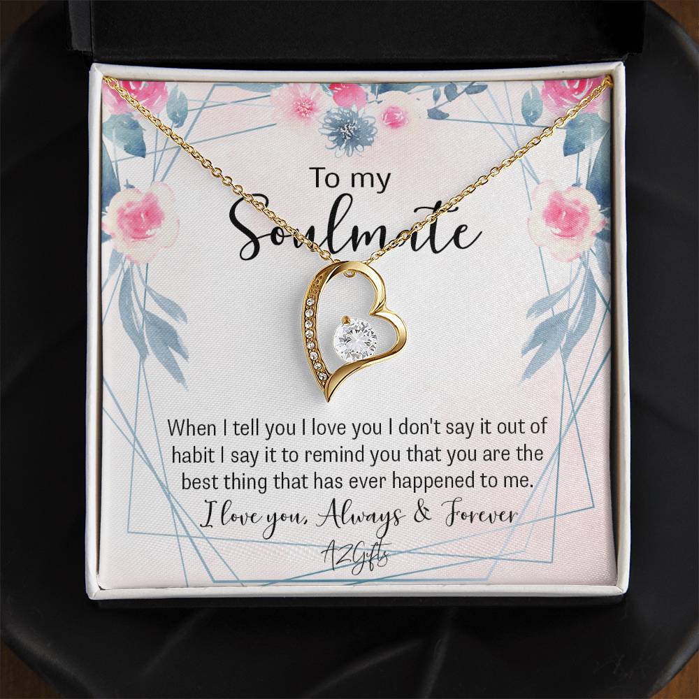 To My Soulmate Necklace for Women Birthday Christmas Jewelry Gifts For My Wife with Message Card Box Personalized Gift Present Pendant for Future Wife Soulmate Girlfriend Love Forever Love Necklace