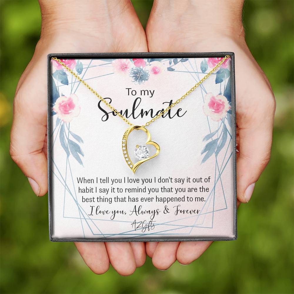To My Soulmate Necklace for Women Birthday Christmas Jewelry Gifts For My Wife with Message Card Box Personalized Gift Present Pendant for Future Wife Soulmate Girlfriend Love Forever Love Necklace