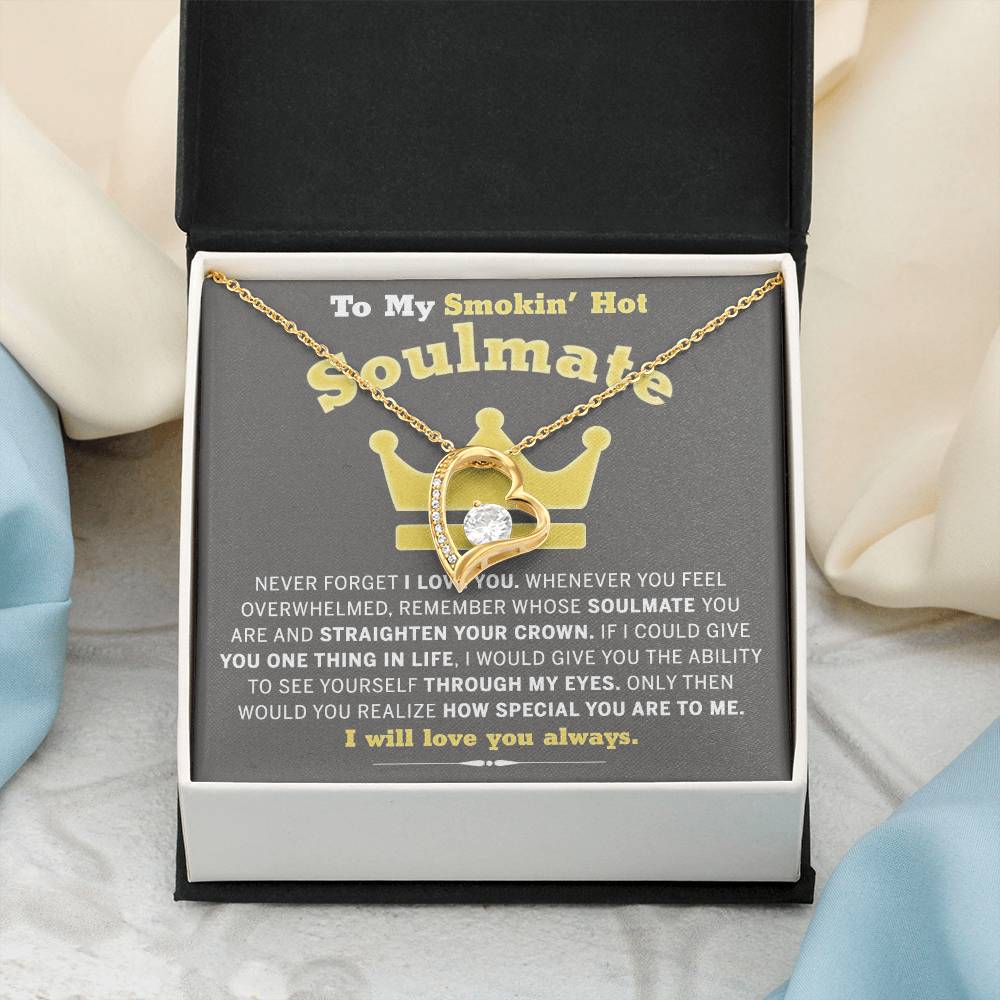 To My Smokin Hot Soulmate Necklace - Wife Gifts From Husband To My Wife Necklace, Gift for Her Romantic, Girlfriend Gifts Necklace for Wife from Men Includes Message Card and Gift Box 29 Forever Love Necklace