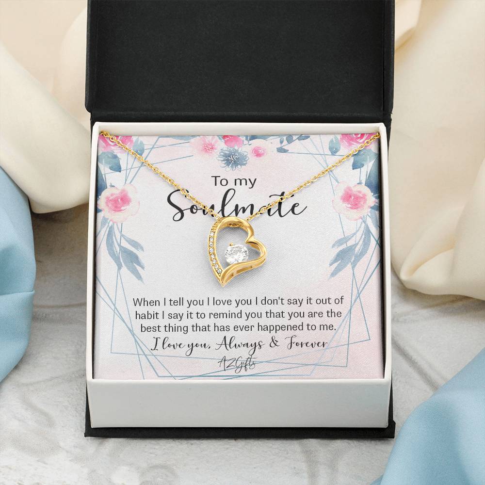 To My Soulmate Necklace for Women Birthday Christmas Jewelry Gifts For My Wife with Message Card Box Personalized Gift Present Pendant for Future Wife Soulmate Girlfriend Love Forever Love Necklace