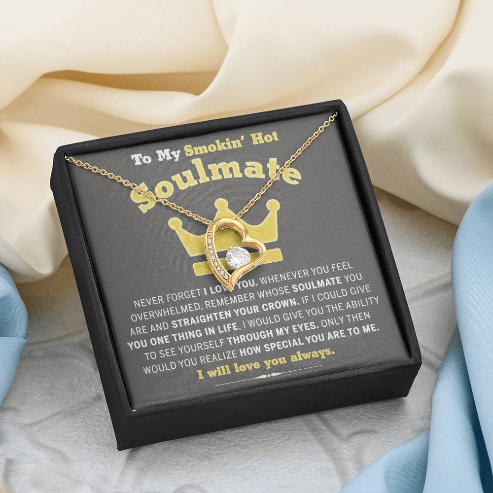 To My Smokin Hot Soulmate Necklace - Wife Gifts From Husband To My Wife Necklace, Gift for Her Romantic, Girlfriend Gifts Necklace for Wife from Men Includes Message Card and Gift Box 29 Forever Love Necklace