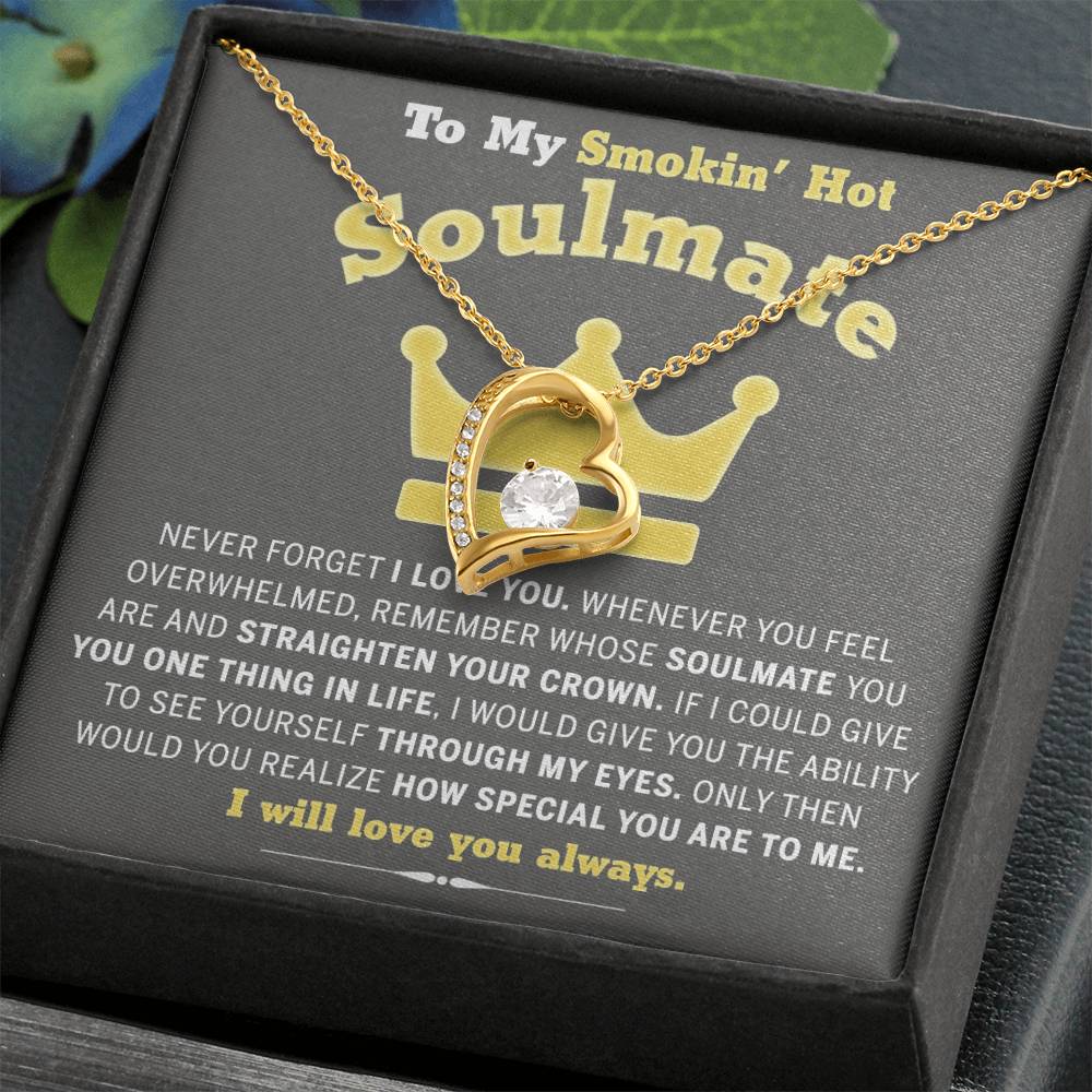 To My Smokin Hot Soulmate Necklace - Wife Gifts From Husband To My Wife Necklace, Gift for Her Romantic, Girlfriend Gifts Necklace for Wife from Men Includes Message Card and Gift Box 29 Forever Love Necklace