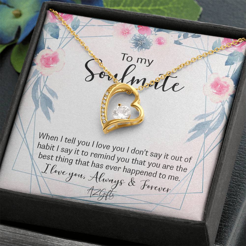 To My Soulmate Necklace for Women Birthday Christmas Jewelry Gifts For My Wife with Message Card Box Personalized Gift Present Pendant for Future Wife Soulmate Girlfriend Love Forever Love Necklace