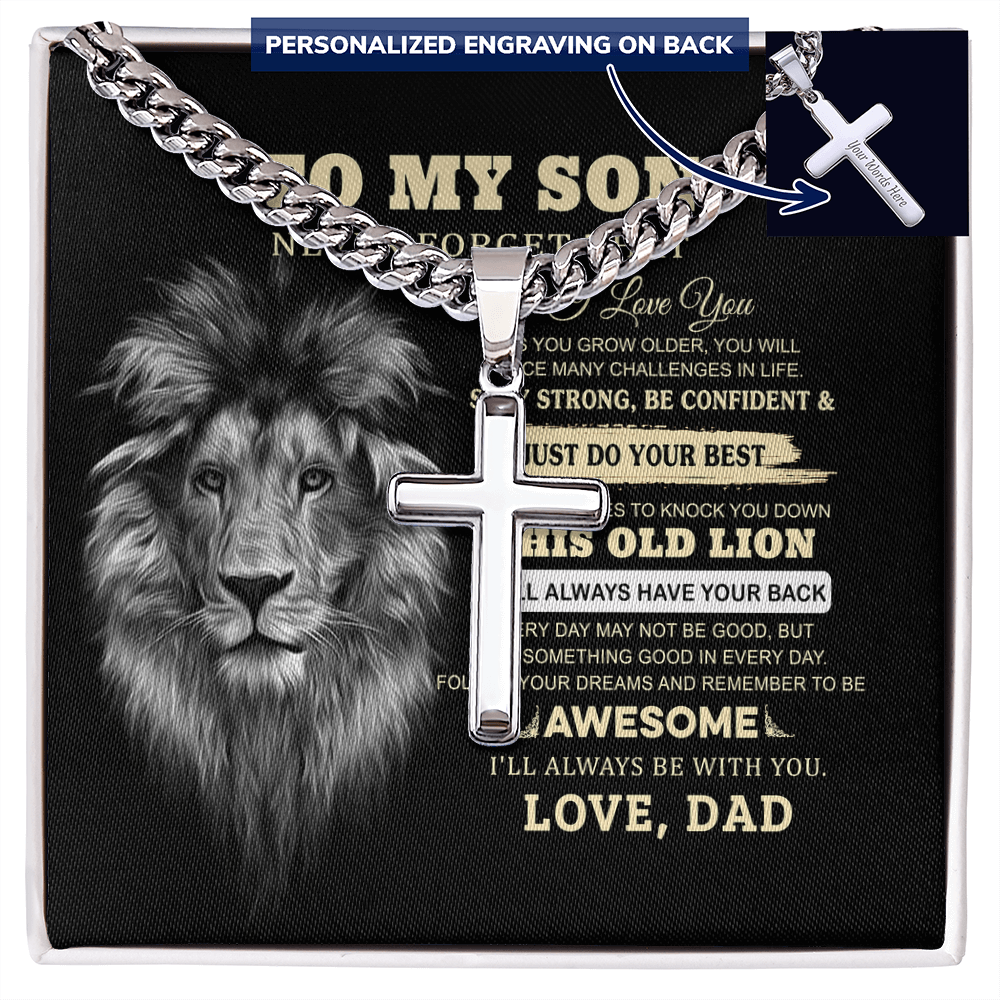 Personalized Engraved Cross Necklace For Son, To My Son Necklace From Dad Gift vong 2