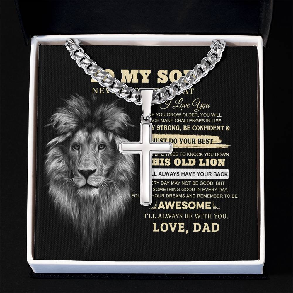 Personalized Engraved Cross Necklace For Son, To My Son Necklace From Dad Gift vong 2