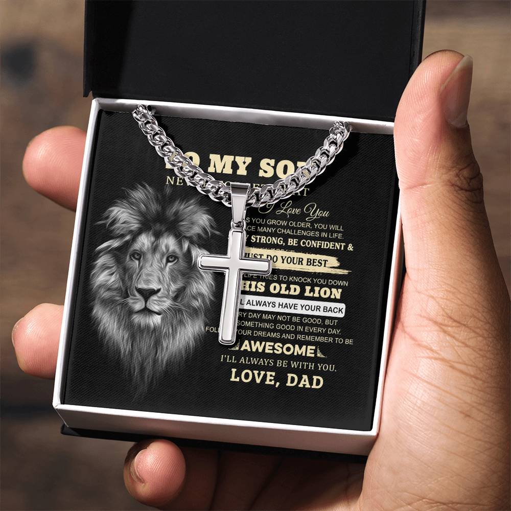 Personalized Engraved Cross Necklace For Son, To My Son Necklace From Dad Gift vong 2