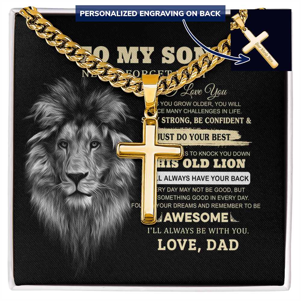 Personalized Engraved Cross Necklace For Son, To My Son Necklace From Dad Gift vong 2