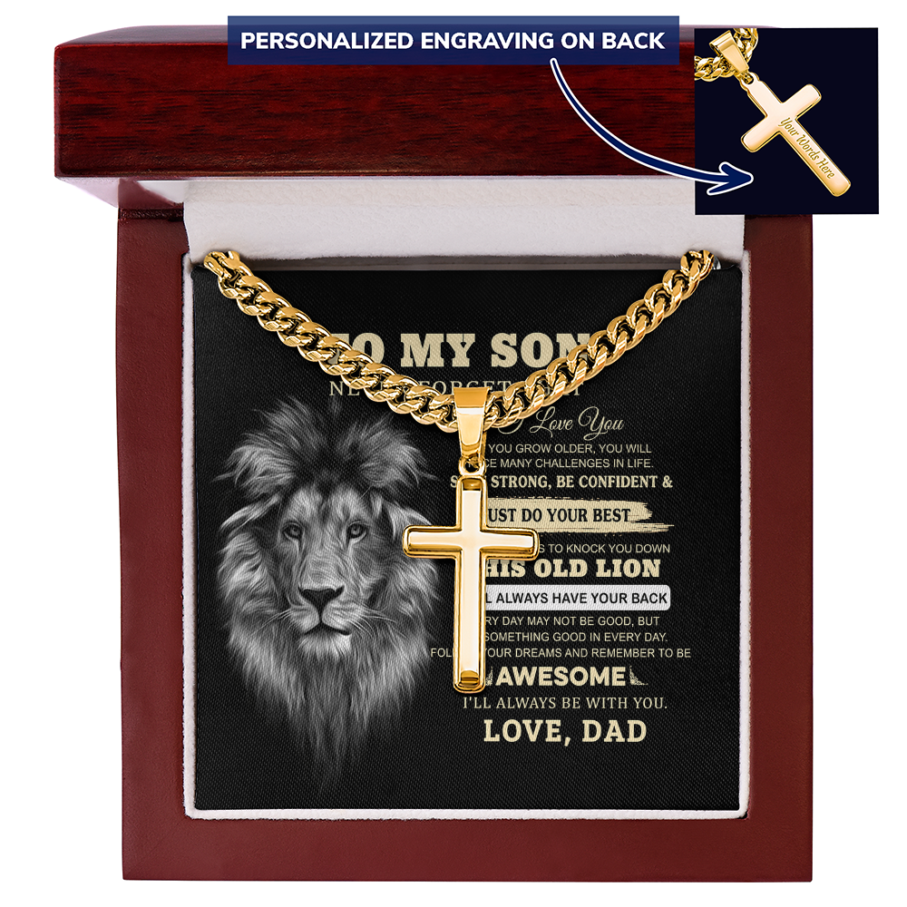 Personalized Engraved Cross Necklace For Son, To My Son Necklace From Dad Gift vong 2