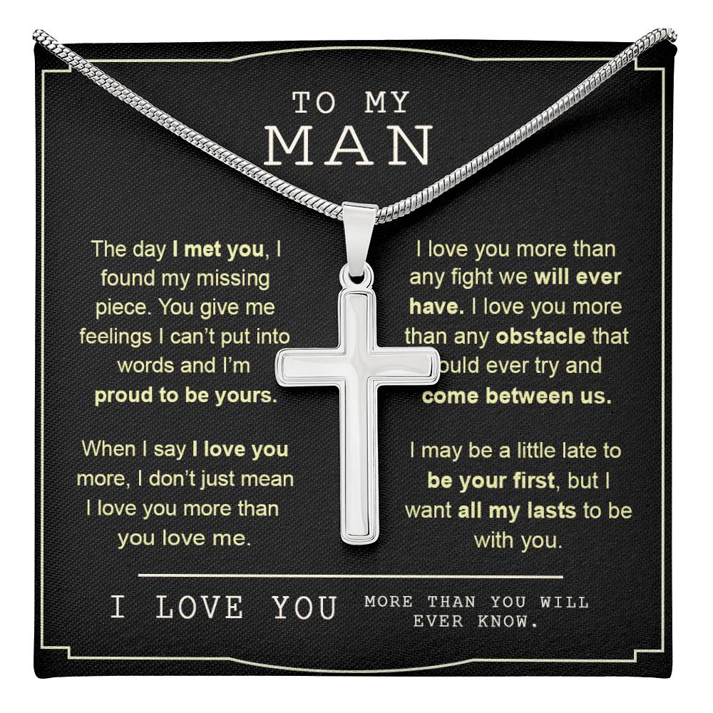 To My Man Necklace Gift or Him Cross Necklace Valentines Day Day For Man Husband 175100654749