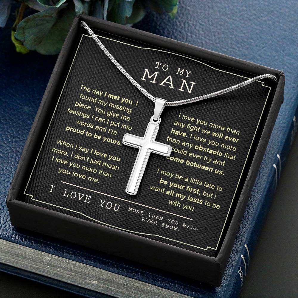 To My Man Necklace Gift or Him Cross Necklace Valentines Day Day For Man Husband 175100654749