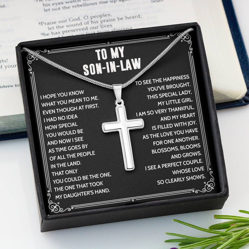 Mother to Son-in-law Cross Pendant Necklace for Son-in-law Birthday Wedding Gift