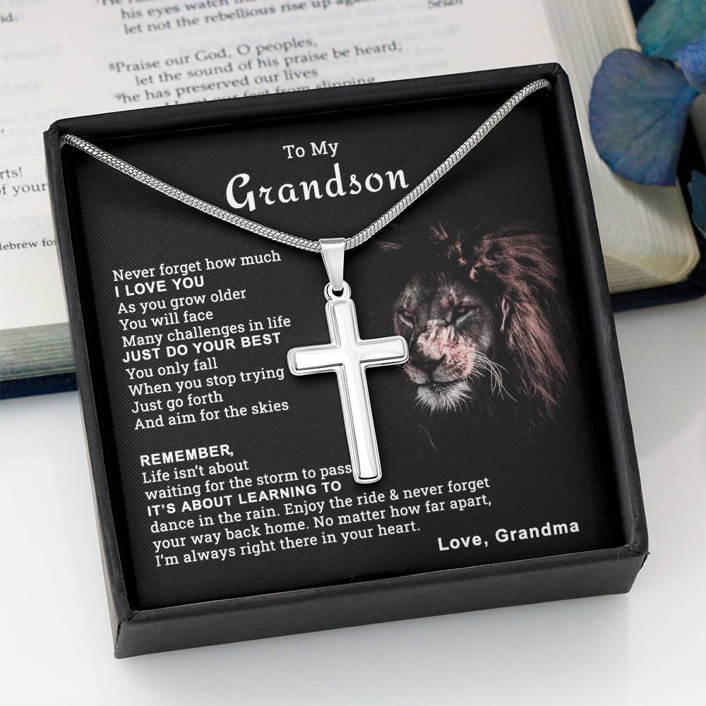 To My Grandson Cross Necklace From Grandma Gift For Grandson Graduation Gift 175220736548