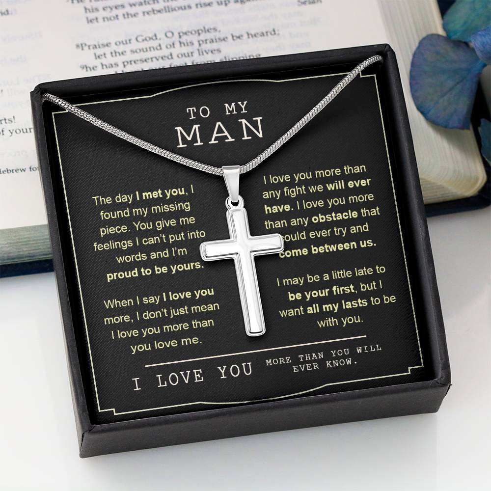 To My Man Necklace Gift or Him Cross Necklace Valentines Day Day For Man Husband 175100654749