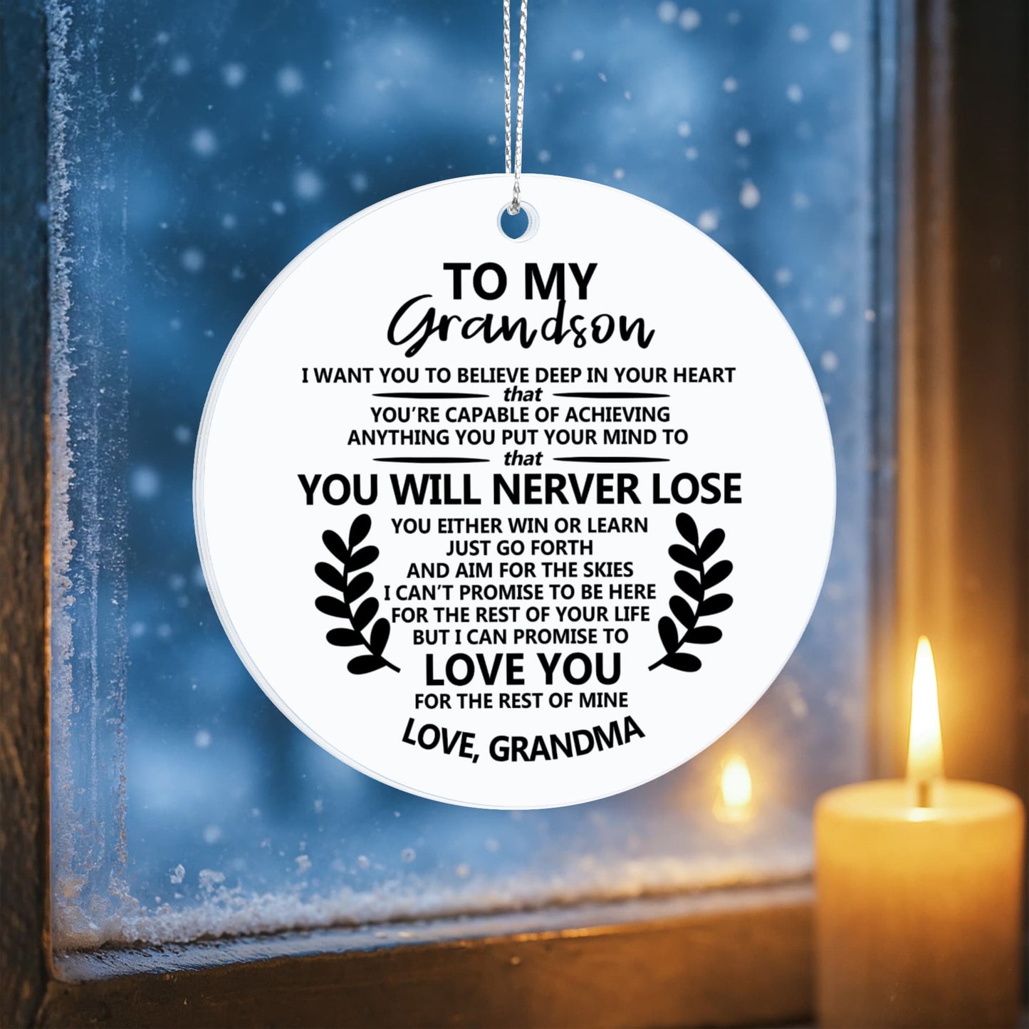 Grandson Christmas Ornaments, Grandson Gift from Grandma Inspirational Ceramic