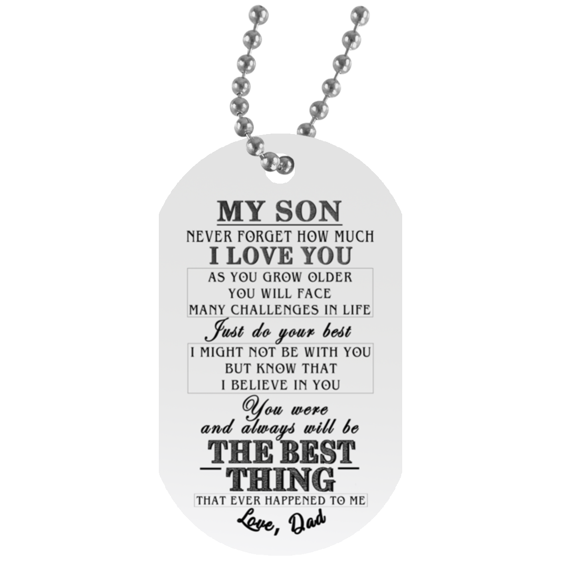 Father And Son Dog Tag Pendant, To My Son The Best Thing Love Dad Perfect Gift