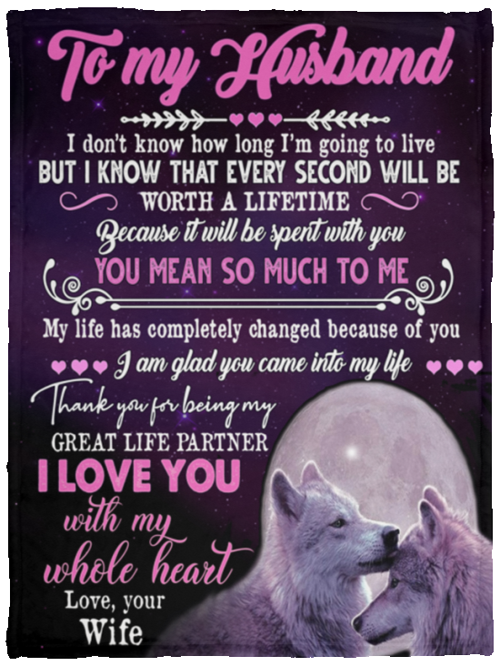 To My Husband Wolf Blanket Gift For Husband From Wife On Birthday Anniversary