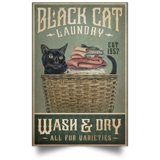 Black Cat Laundry Wash And Dry Black Cat Est 1957 Love Vintage Retro Wall Decor
