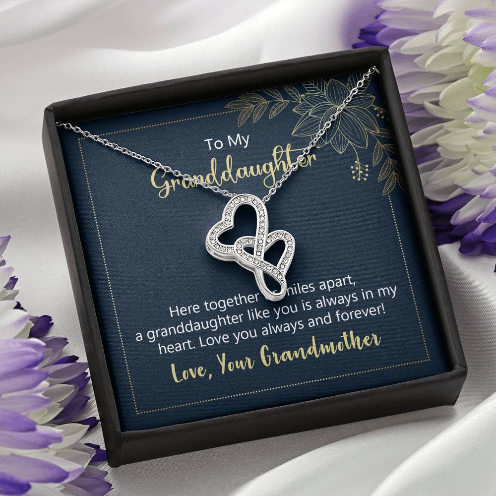 To My Granddaughter Necklace Jewelry For Granddaughter Gift For Granddaughter On Birthday Graduation Christmas Wedding Day Present from Grandmother to Granddaughter Necklace for Girls Her Double Hearts Necklace
