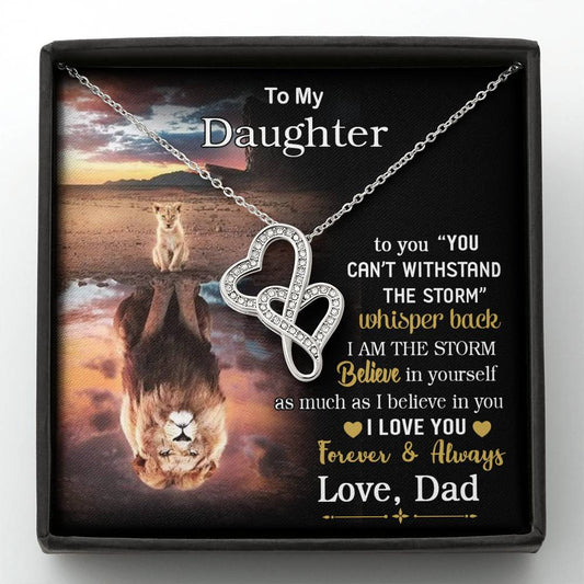 To My Daughter Double Hearts Necklace,Father Daughter Gift, Graduation Gift