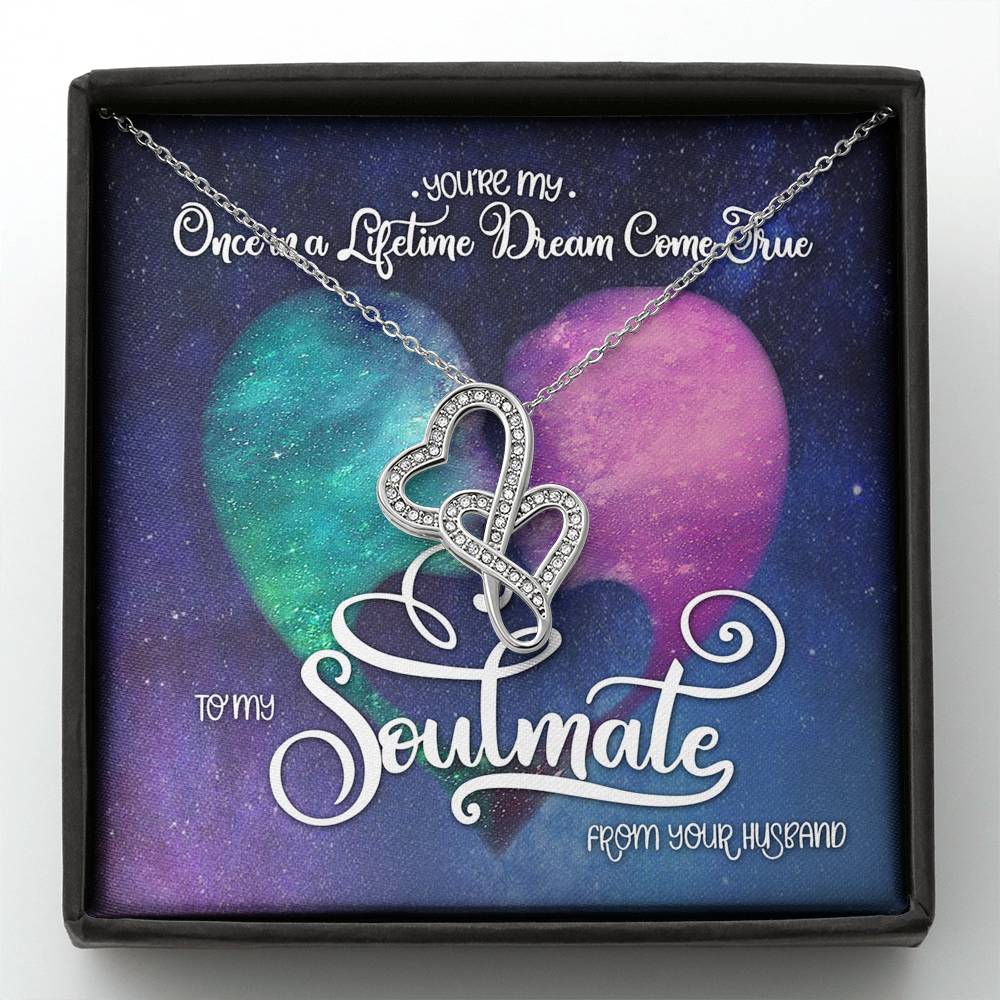 Valentines Day Gift, To My Soulmate Double Hearts Necklace, Birthday Gifts