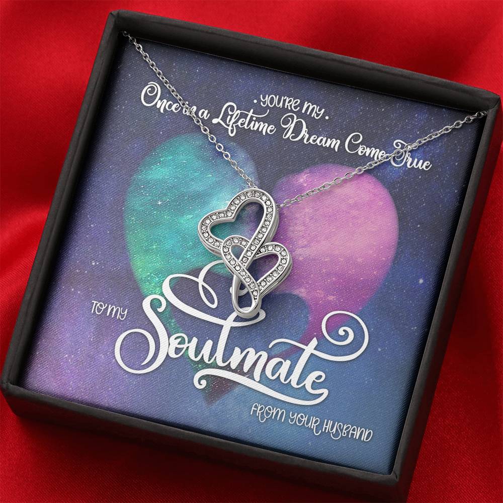 Valentines Day Gift, To My Soulmate Double Hearts Necklace, Birthday Gifts