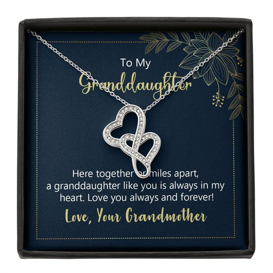 To My Granddaughter Necklace Jewelry For Granddaughter Gift For Granddaughter On Birthday Graduation Christmas Wedding Day Present from Grandmother to Granddaughter Necklace for Girls Her Double Hearts Necklace