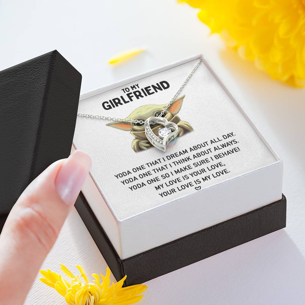 To My Girlfriend Necklace Baby Yoda Girlfriend Jewelry Forever Love Pendant